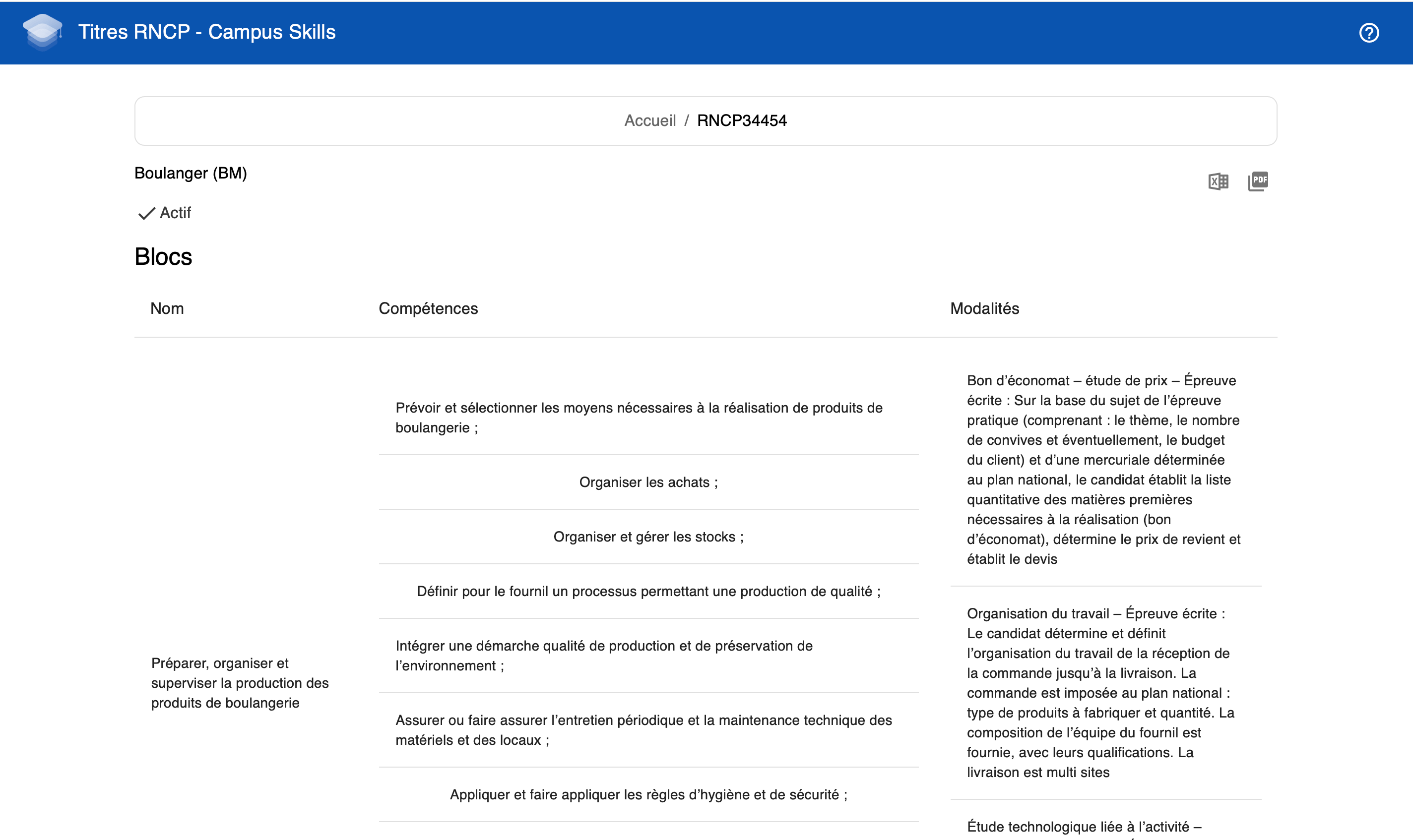 Vue détails d'un titre RNCP